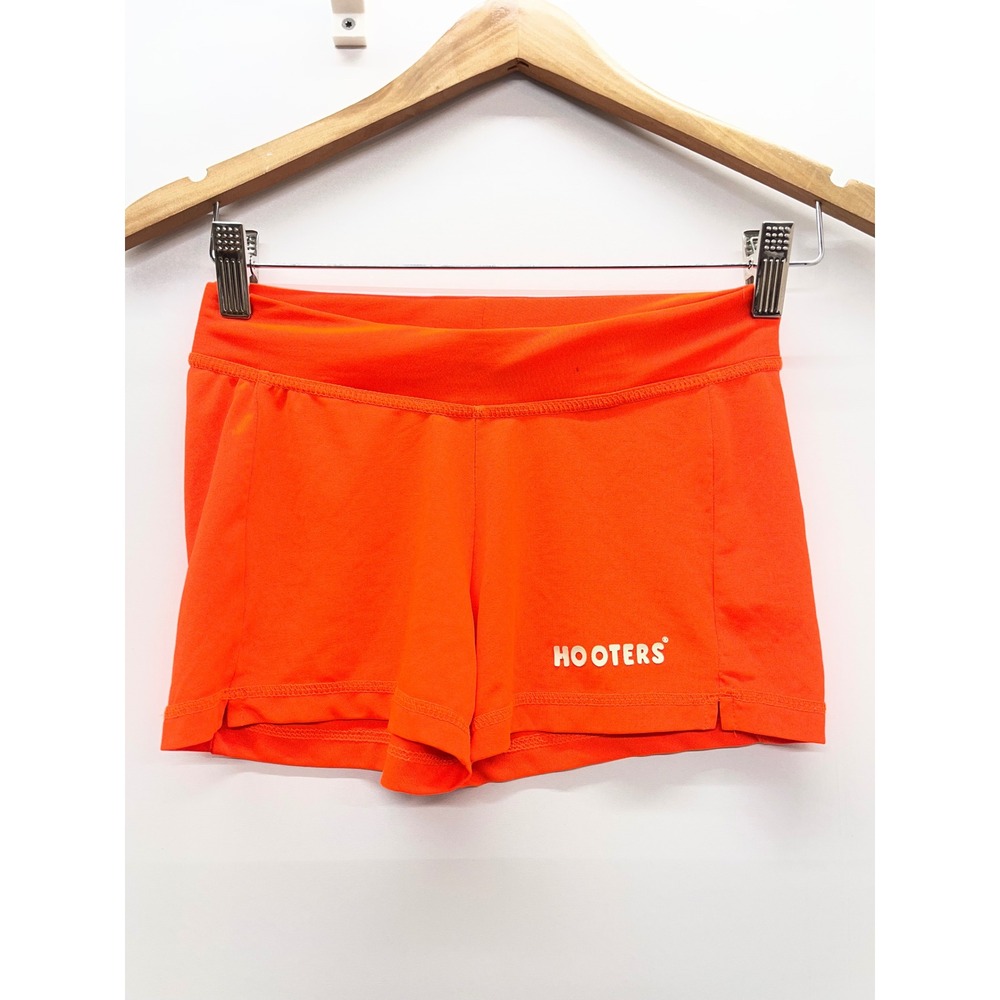 Hooters Girl Uniform Shorts Neon Orange Athletic Booty Shorts Size B